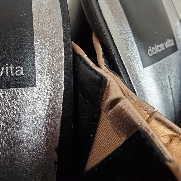 Dolce Vita Rocko Metallic Leather Mule Slides Rose  Gold Pewter Size 8.5 - Picture 11 of 16